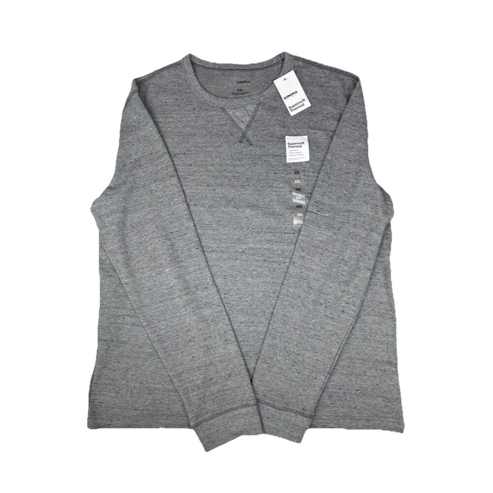 NWT Men’s Gray Thermal Shirt XXL 2XL Super Soft Long Sleeve Crew Neck Sonoma